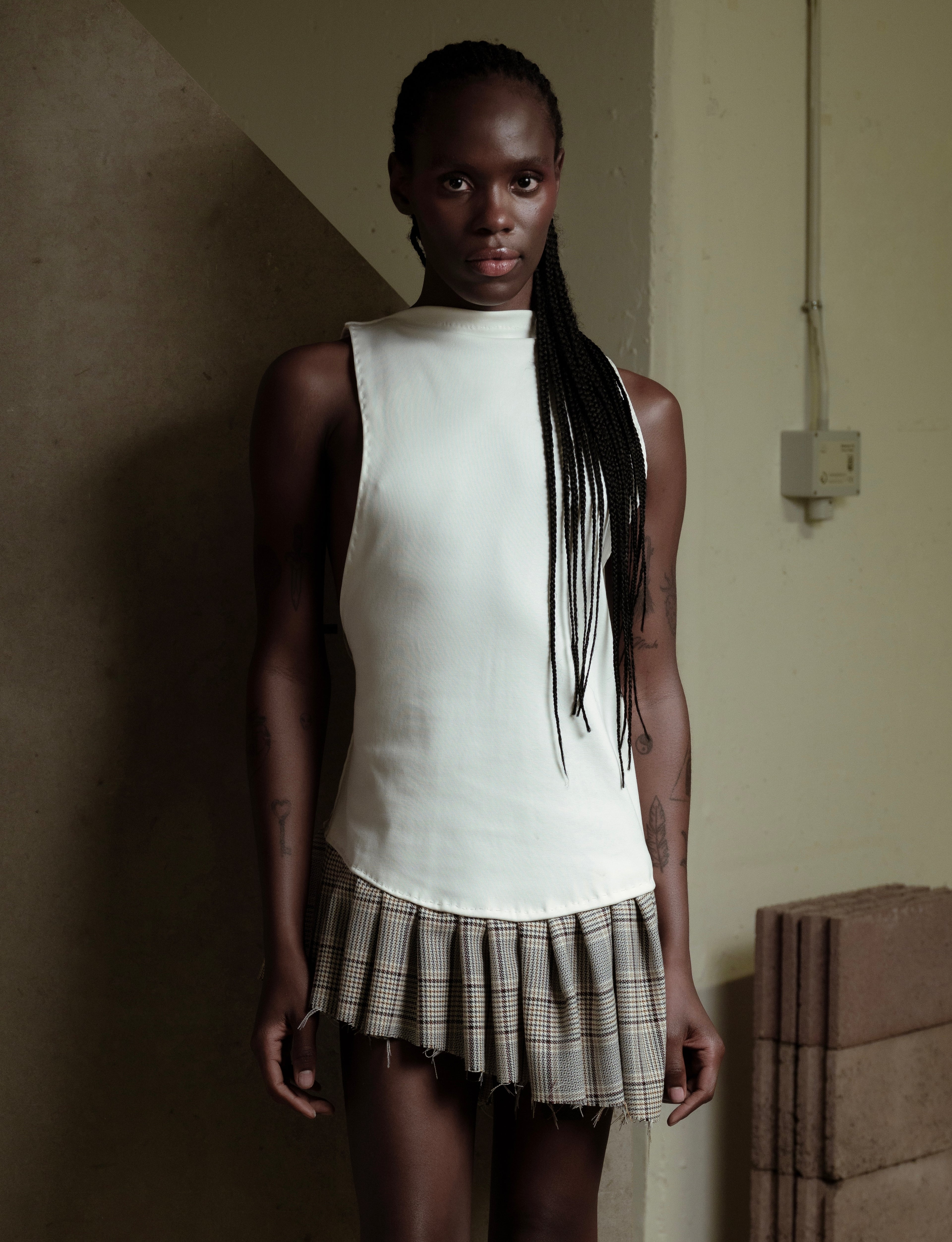 DRESS WITH CHECKERED DETAIL